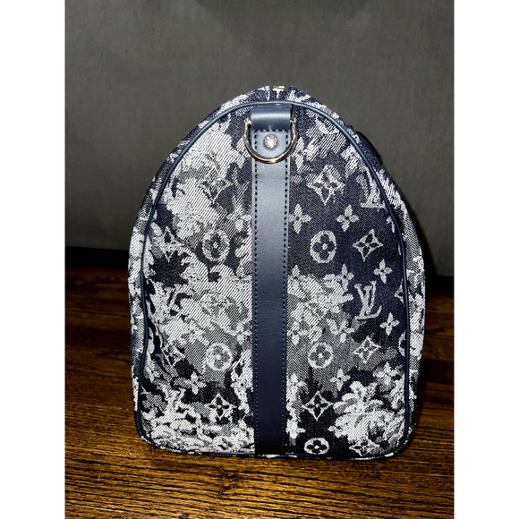 Louis Vuitton Keepall Bandouliere 50 Tapestry Blue Monogram Weekend Travel Bag - Picture 6 of 9
